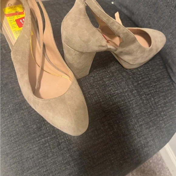 Cole Haan Taupe Suede Block Heel Pumps - Picture 4 of 4